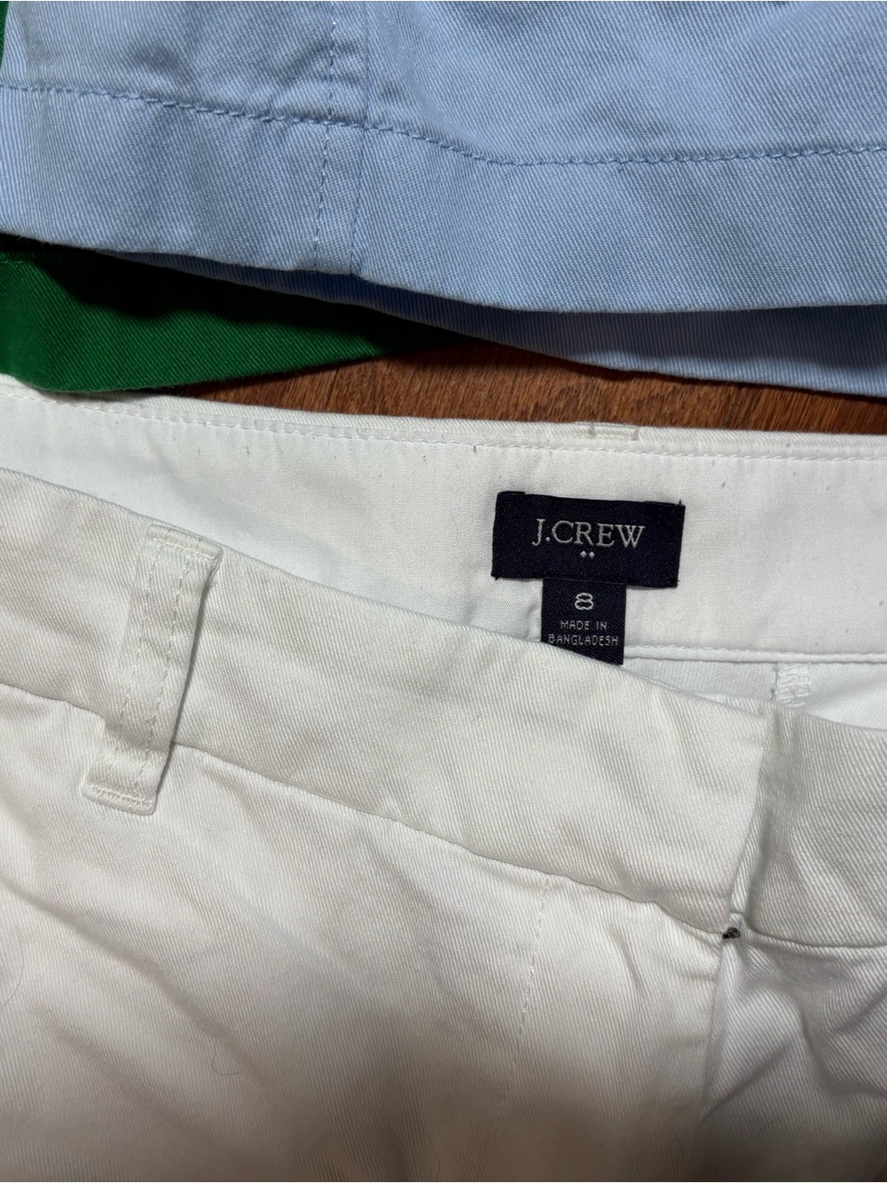 J. Crew Women's White, Green & Light Blue Cotton Chino Shorts Trio - Picture 3 of 3